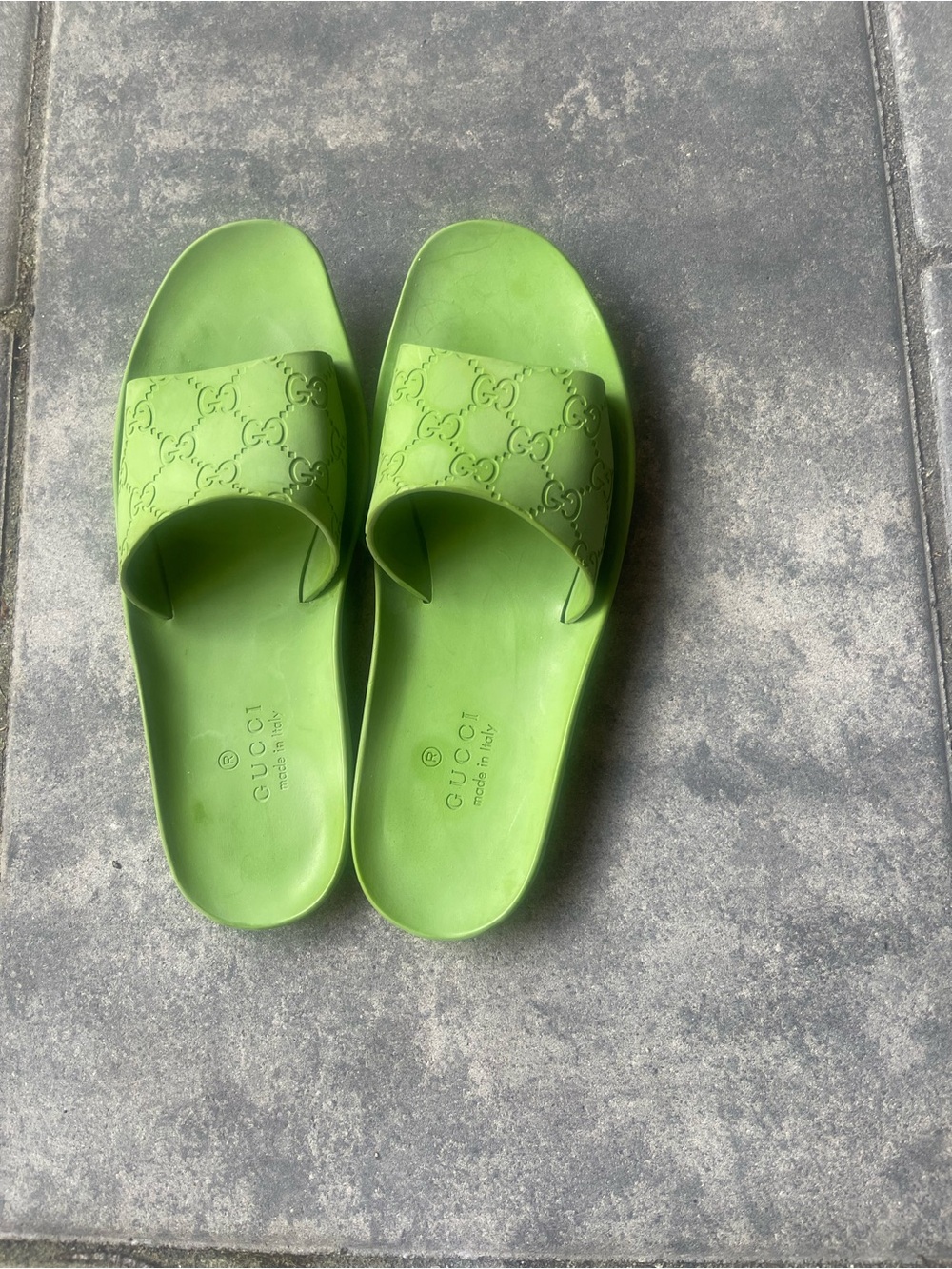 Gucci Rubber Slide Sandals Green